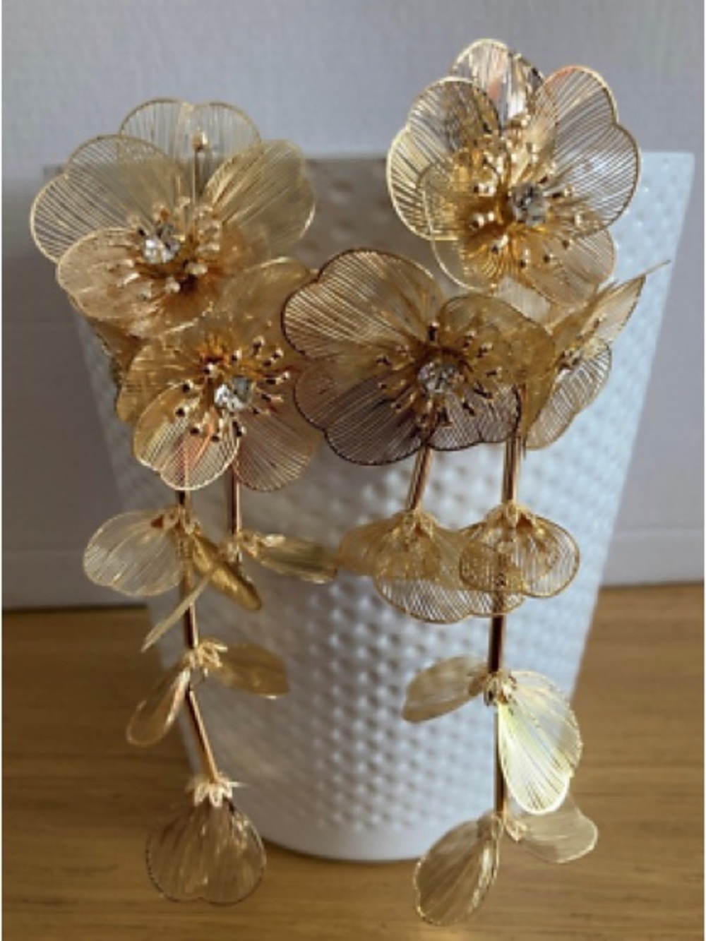 Zara Gold cascading flower chandelier earrings